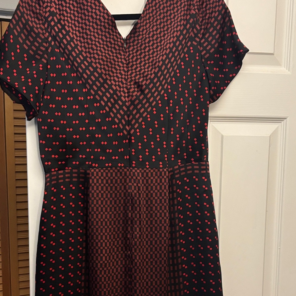 Club Monaco Red and Black Patterned Midi Dress